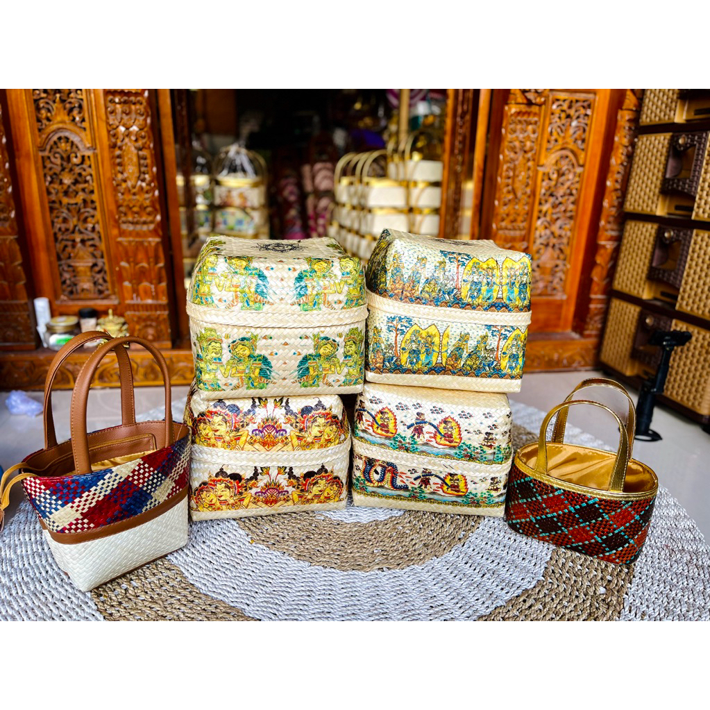 sokasi bambu uk 25  decoupage sepaket dapat 1 sokasi dan tas canang 1