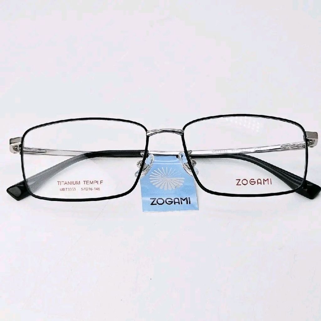 ORIGINAL HOUSE BRAND frame kacamata pria wanita Titanium Zogami MBT3353 Silver Hitam bisa Lensa Minu