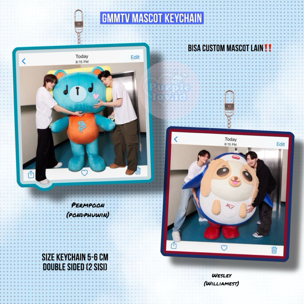keychain keyring gantungan kunci gmmtv mascot polcasan permpoon domiia avocean paody gmmtv doll tiny
