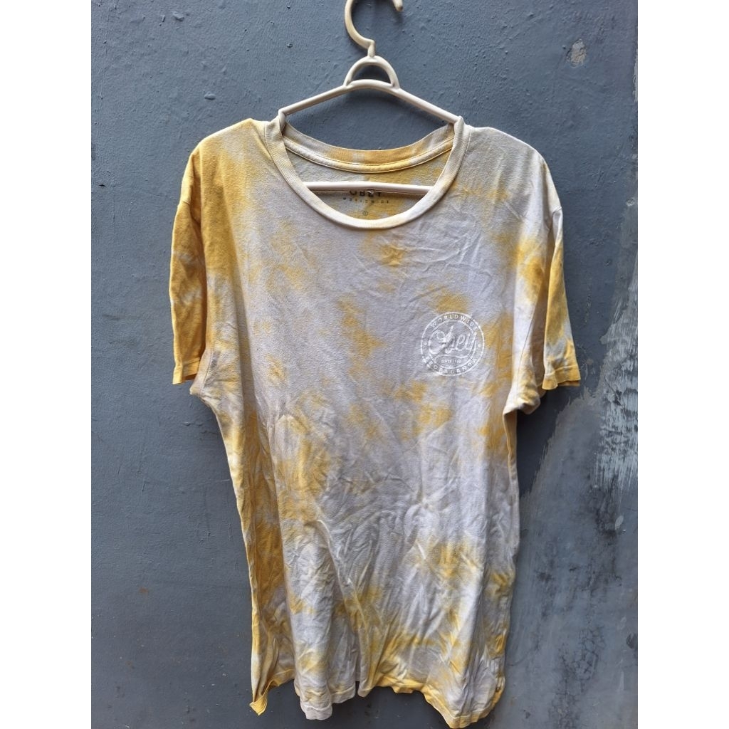 VINTAGE Obey Shirt Mens Yellow Tie Dye Worldwide Graphic Tee
