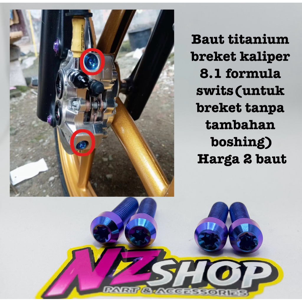 baut titanium set breket kaliper formula 8.1 swits harga 2 baut