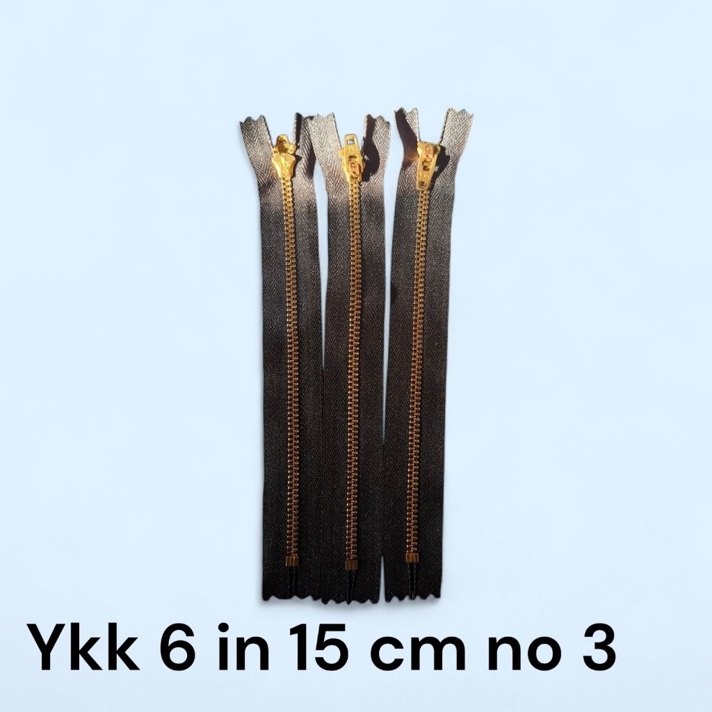 resleting ykk 6 in 15 cm no 3 gigi kepala warna emas