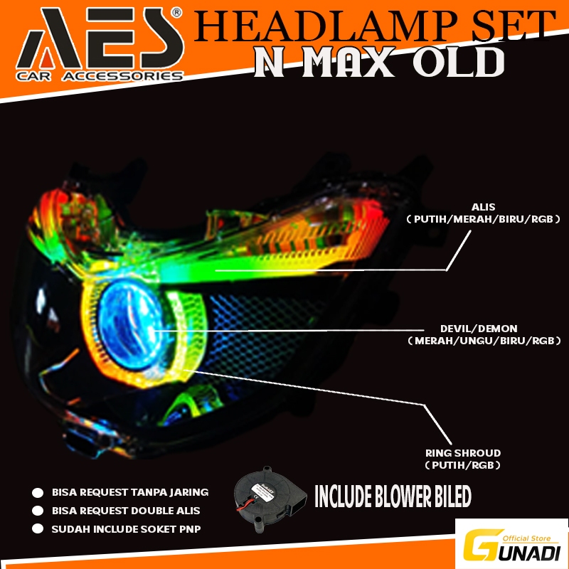 Headlamp Projie BiLED AES Ori Lampu Depan Komplit Pnp Yamaha NMAX Old  Turbo SE Experience