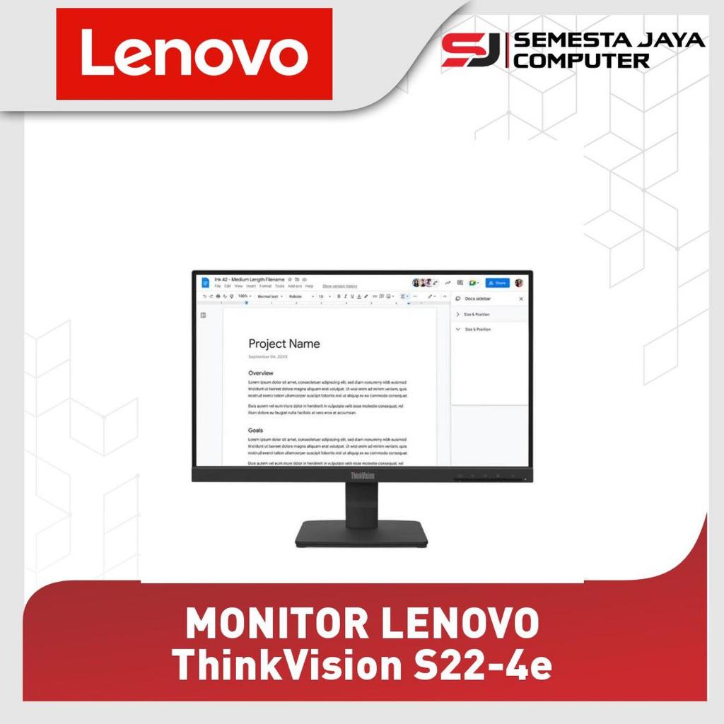 Lenovo ThinkVision S22-4e 21.5 Monitor Full HD IPS 100Hz