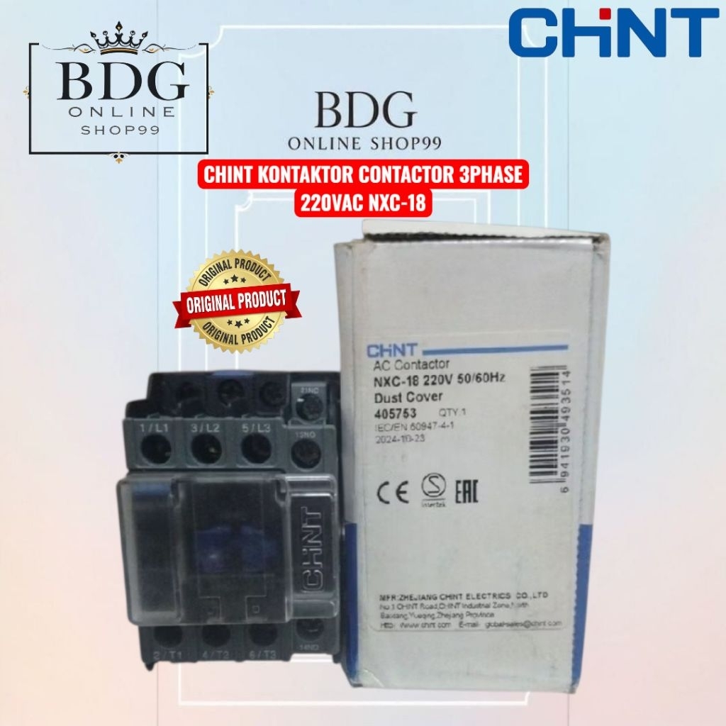 CHINT KONTAKTOR CONTACTOR 3PHASE 220VAC NXC-18 CHINT ELECTRIC ORIGINAL