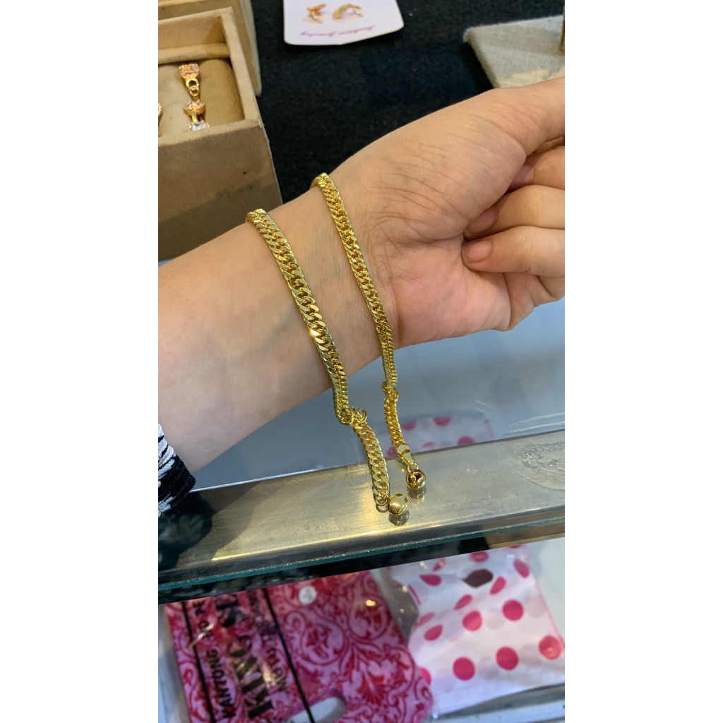 gelang titanium berlapis emas
