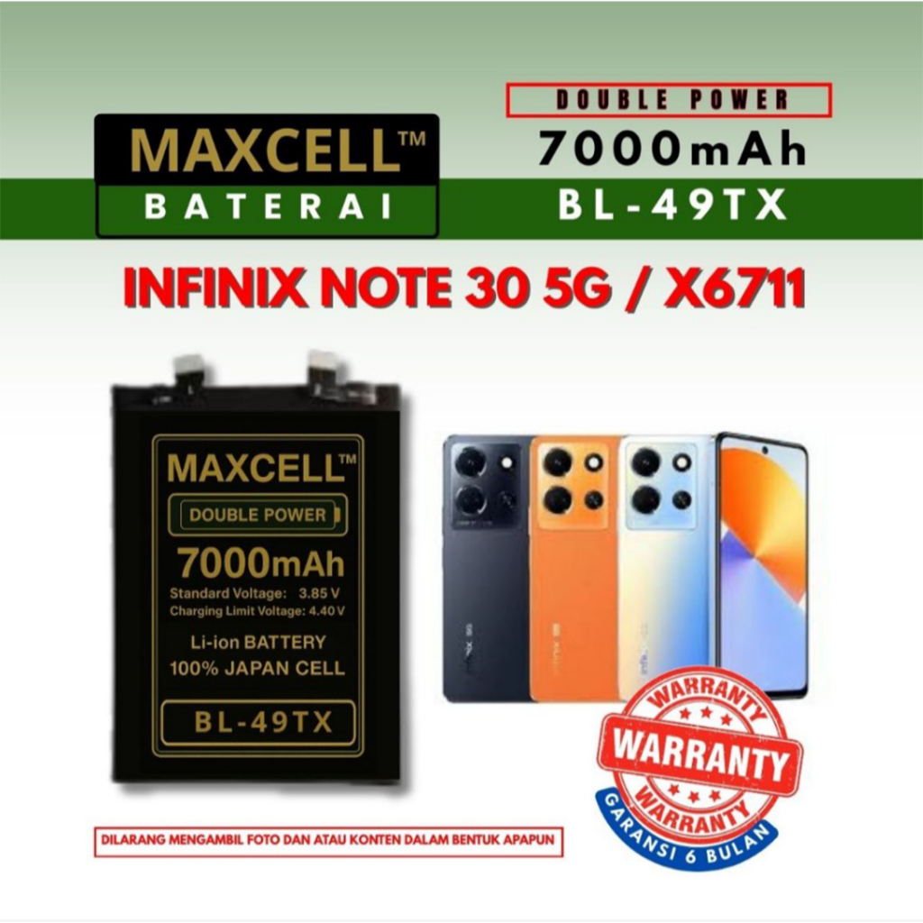 Baterai BL-49TX Compatible Infinix NOTE 30 5G / X6711 Doubel Power 7000mAh
