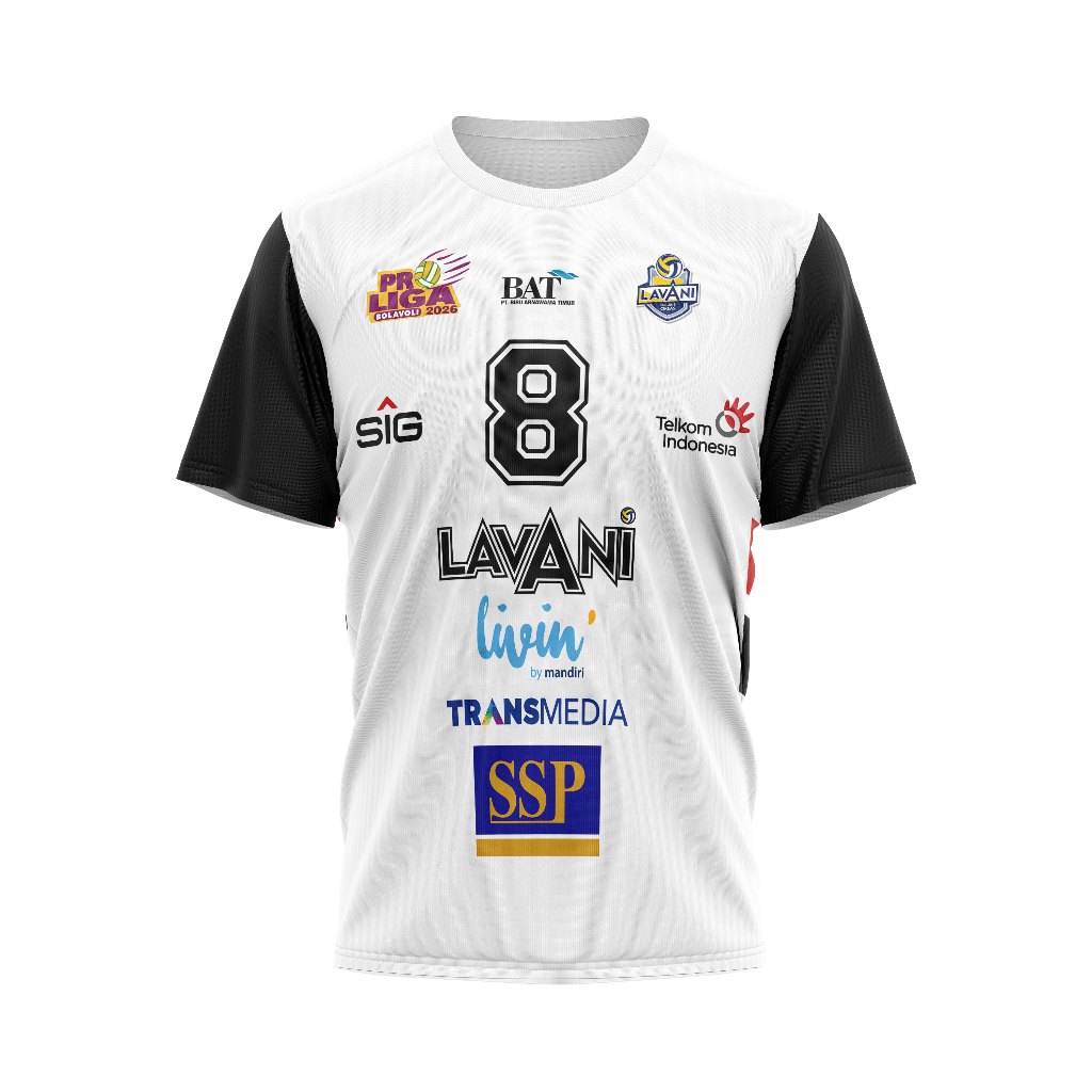 Baju Kaos Tshirt Dewasa Pria Jersey Olahraga Voli Volly Jakarta Lavani Putih Full Printing Free Cust