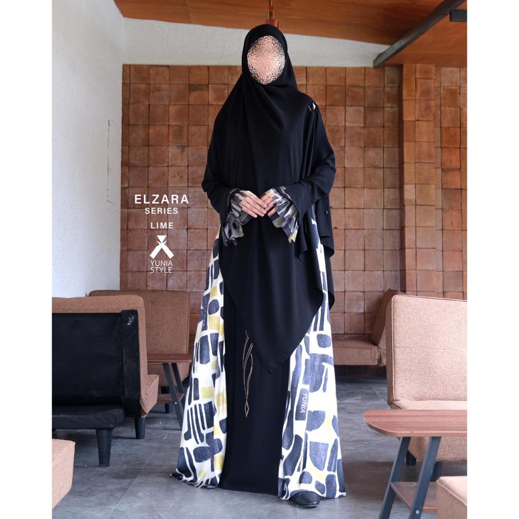ELZARA LIME BY YUNIA SYARI | DRESS MUSLIMAH MEWAH | SET BAJU MUSLIM | ABAYA | BERGO | FRENCH SQUARE 