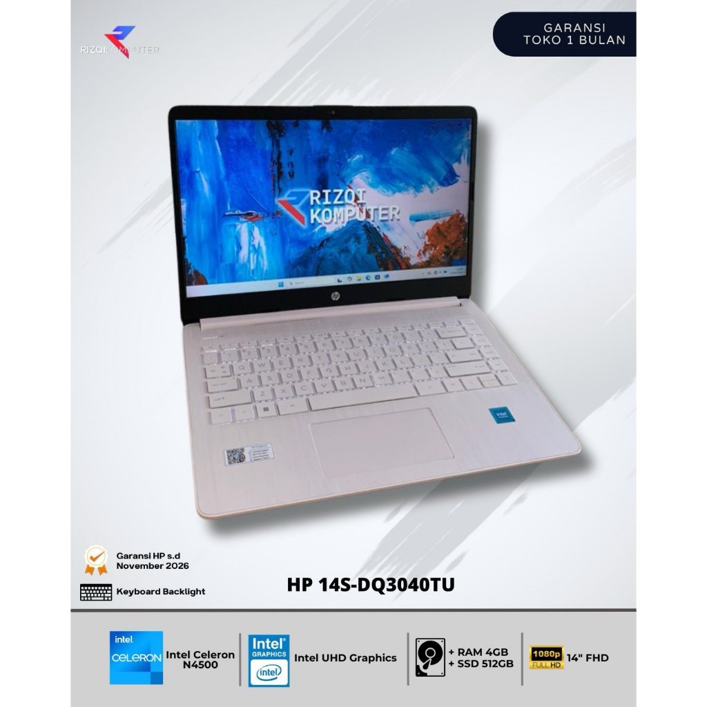 HP 14S-DQ3040TU  Intel Celeron N4500 Ram 4GB SSD 512GB gsk