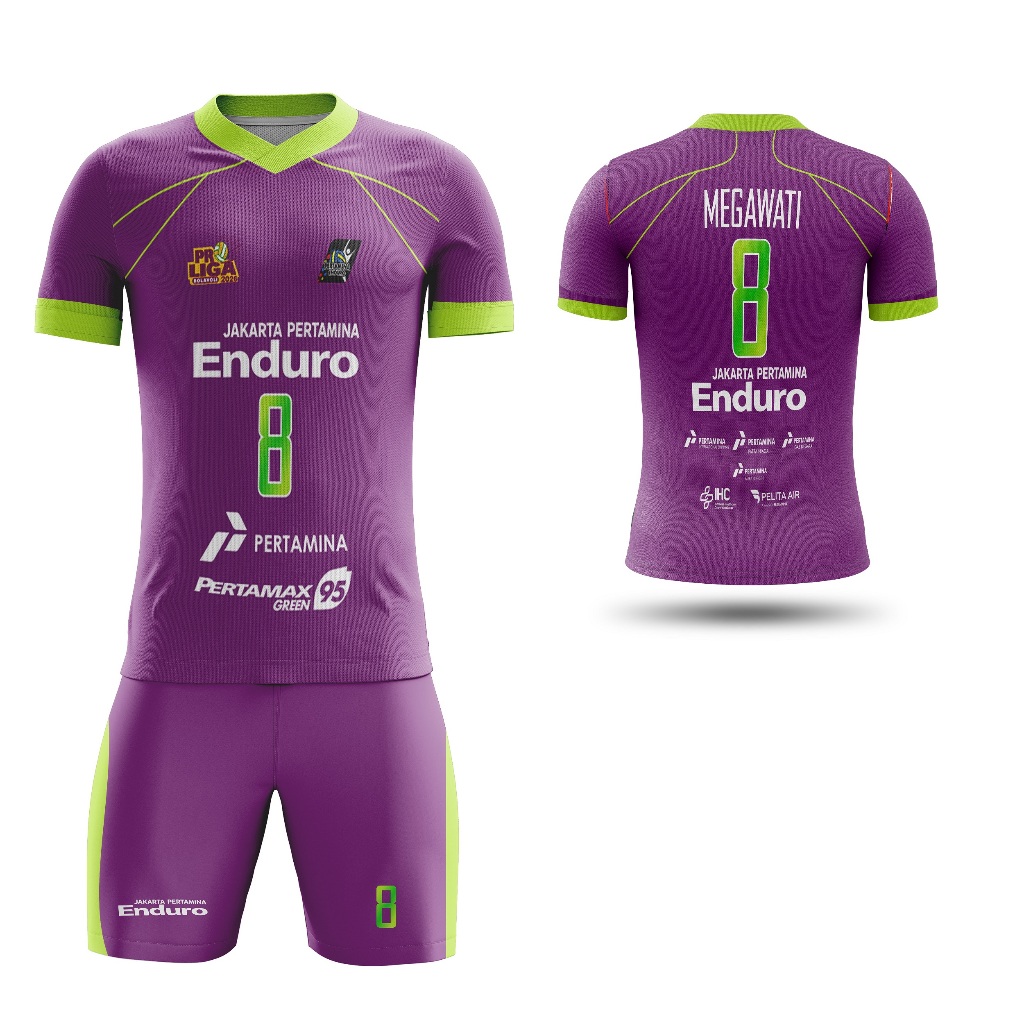 Baju Kaos Tshirt Jersey Pria Voli Olahraga Volley ProLiga Jakarta Pertamina Enduro 2026 Ungu Custom 