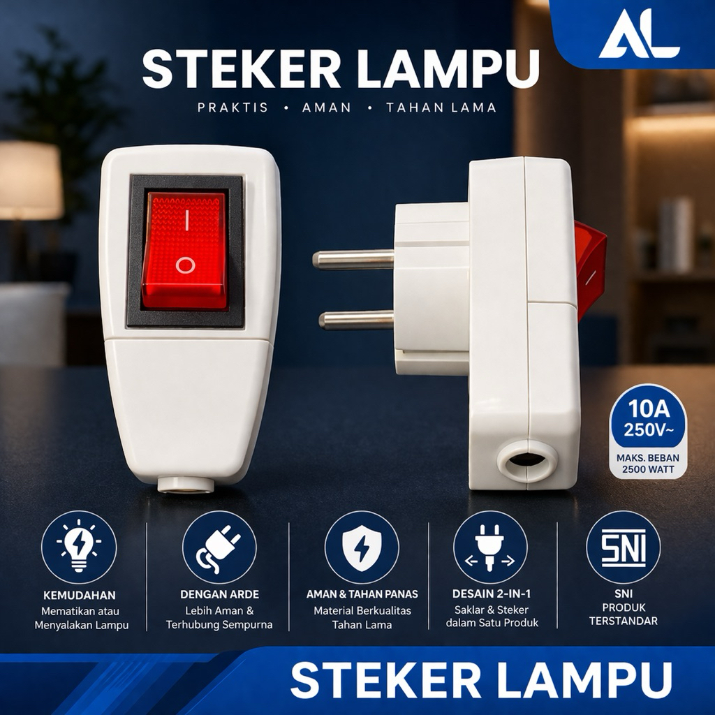 STEKER SAKLAR LAMPU ON OFF / COLOKAN LISTRIK ON OFF