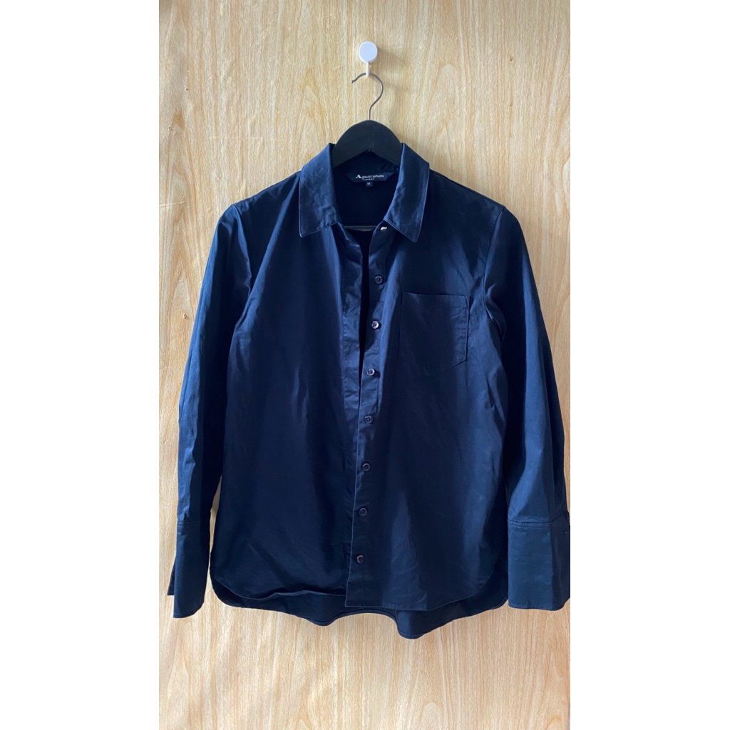 Kemeja Wanita hitam lengan panjang - Aquascutum London -S - Fashionable