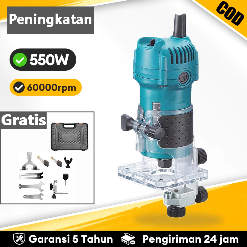 550W Mesin Router Profil Kayu Fullset Wood Trimmer Mesin Ukir Kayu Router Kayu Profil Kayu