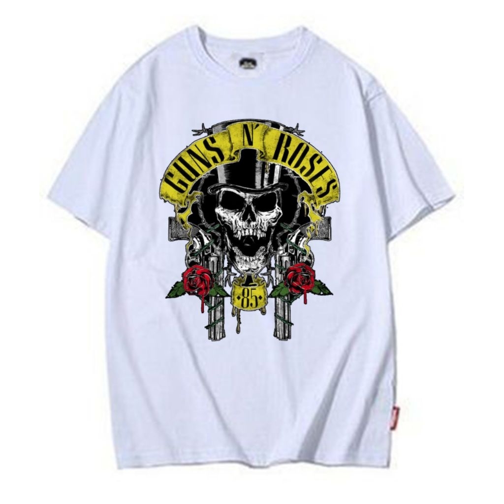 Kaos Guns N Roses Baju Band GNR Kain Katun Premium Combed 24s Putih Unisex