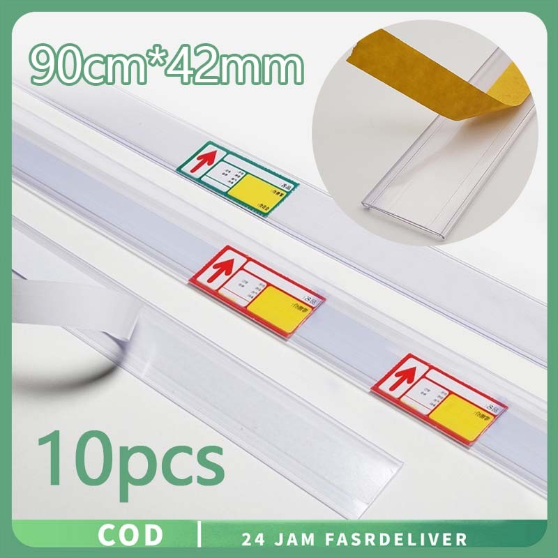 10pcs Price Rail 90cm Perekat Label Harga Rak Transparan Label Rak