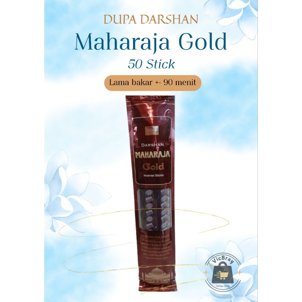 Dupa Darshan Maharaja Gold 50 Batang - Aroma Harum, Nyala Lama, Asli India