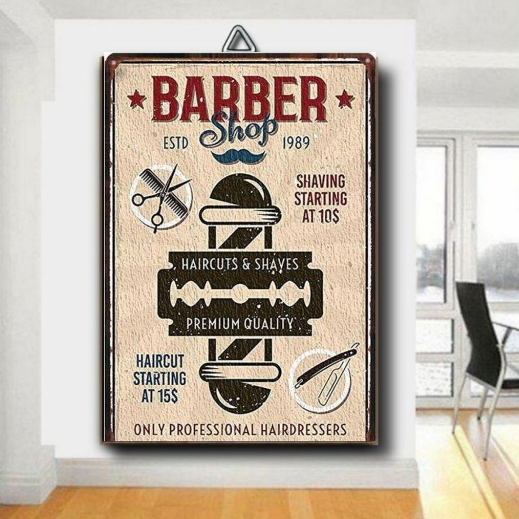 Poster Barbershop-Poster kayu Barbershop-Poster gantung Aesthetic