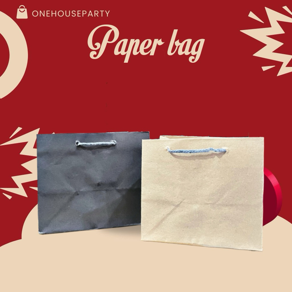 Tas Kado Paperbag mini Paper Bag Lucu coklat hitam polos handbag Onehouseparty