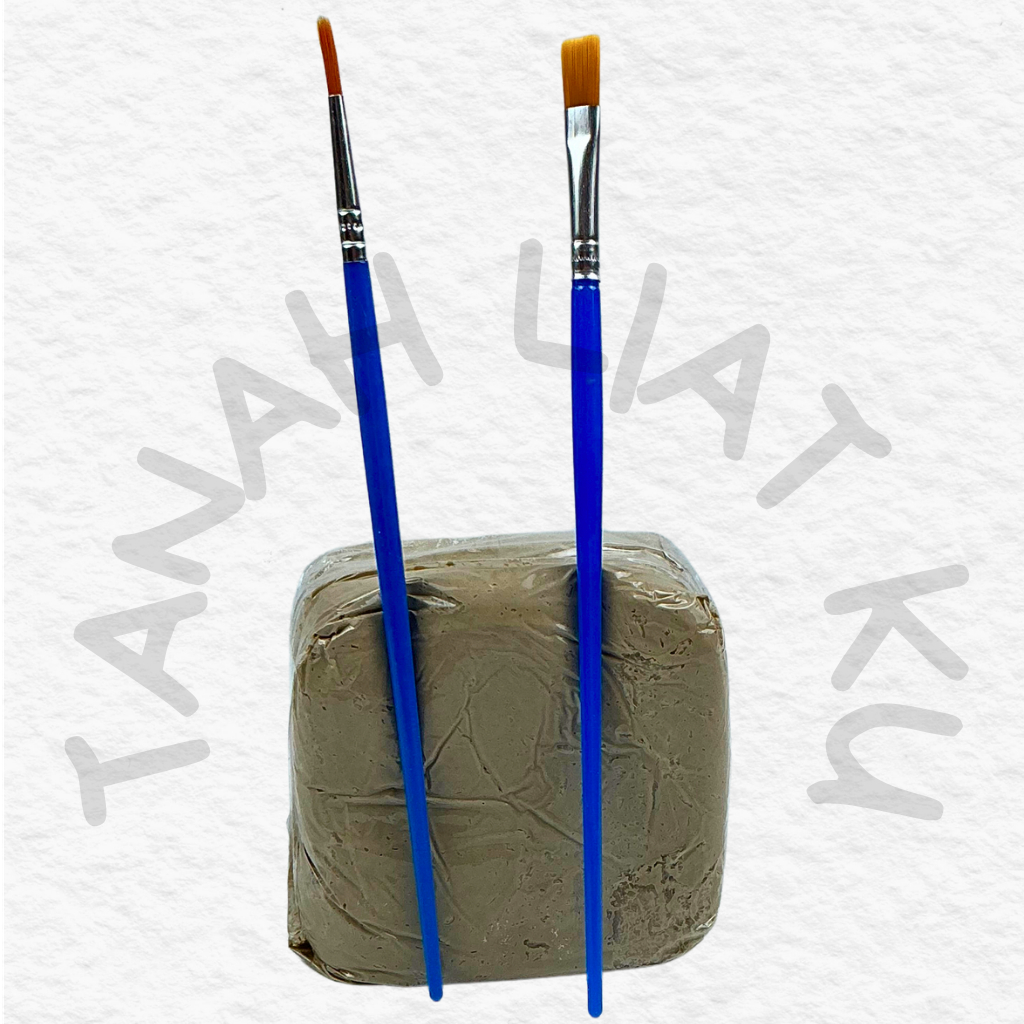TanahLiatKu Tanah Liat Stoneware Light Natural Clay 500Gram & Kuas Set Modelling
