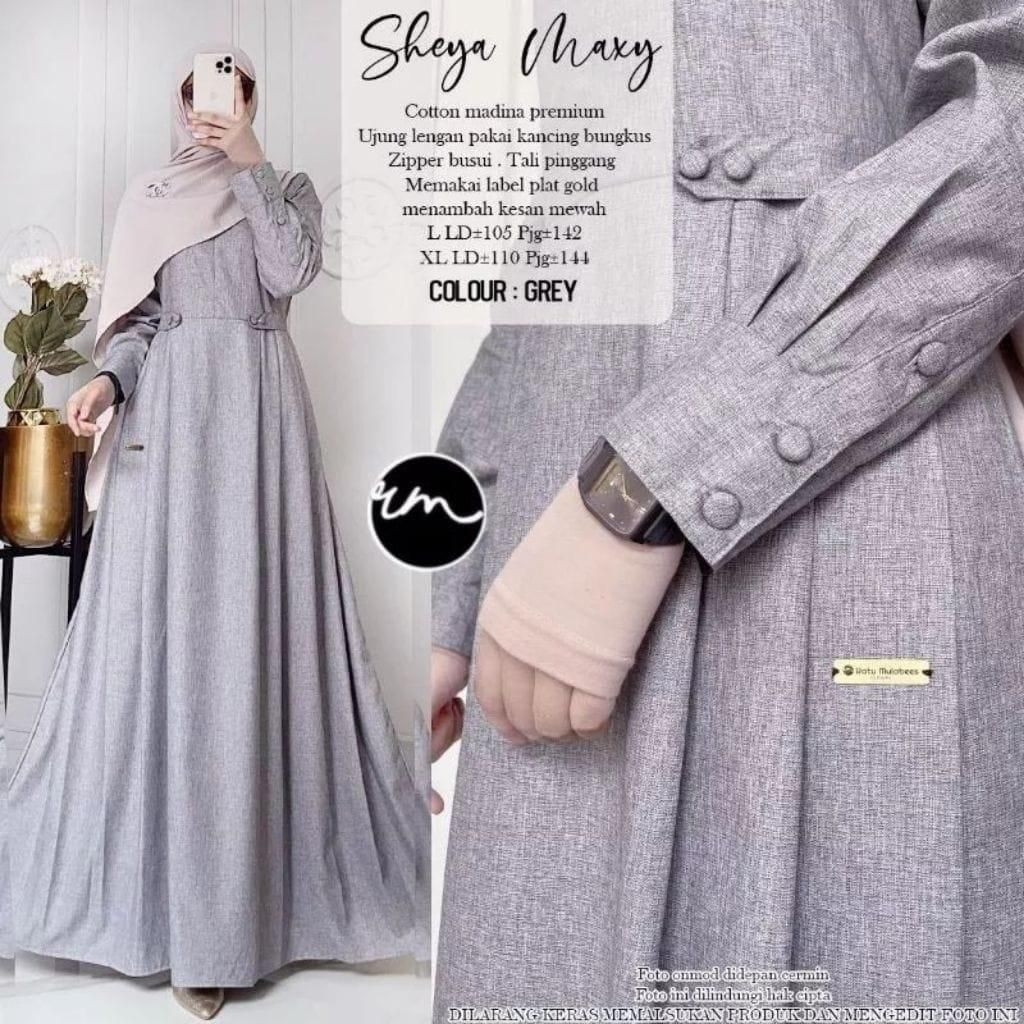 Gamis Wanita Katun Madinah – Tangan Kancing (Busui Friendly) | Adem, Nyaman, Elegan & Tidak Panas