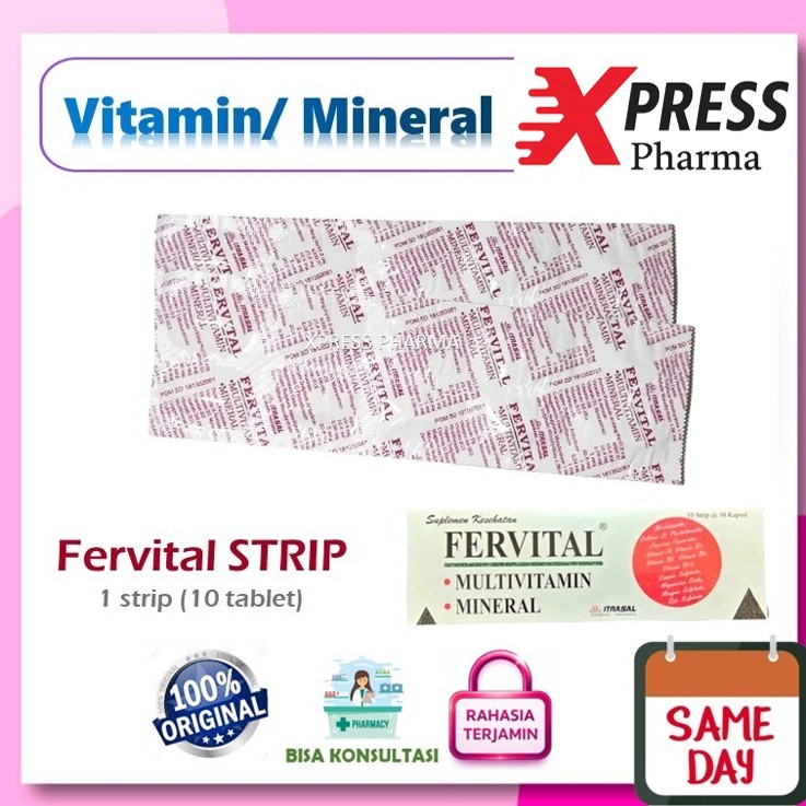 XPRESS ! Fervital STRIP Vitamin Mineral Ferfital Verfital Vervital Fervita Tablet Zet