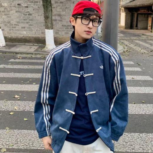 Adidas CTT Suede CNY Cheongsam Loose Sports Jacket blue size S-XL