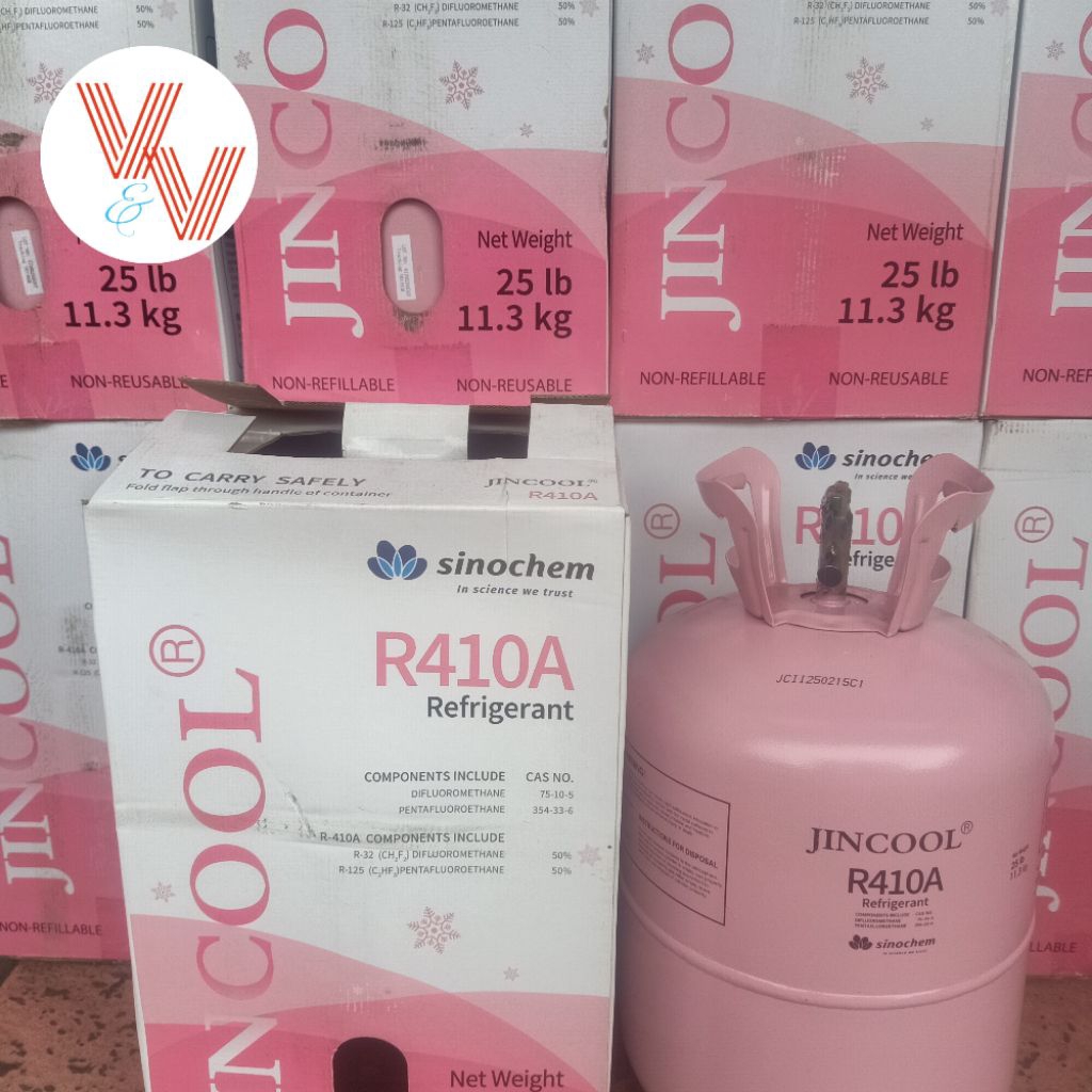 refrigerant R410A/R 410/R410 merk JINCOOL isi 11,3 kg segel pabrik