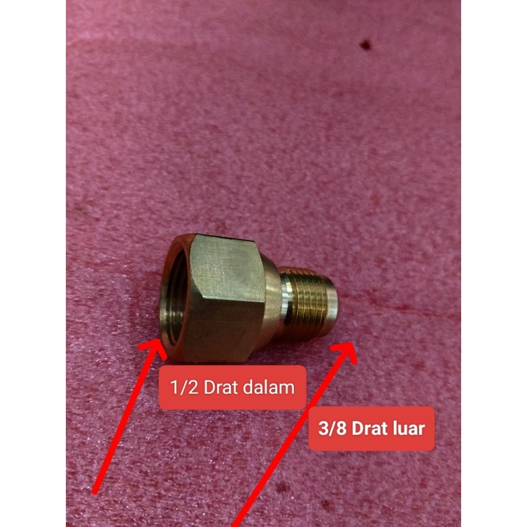Konektor Double Drat Dalam 1/2/ Drat luar 3/8 Penyambung ini Pipa Ac