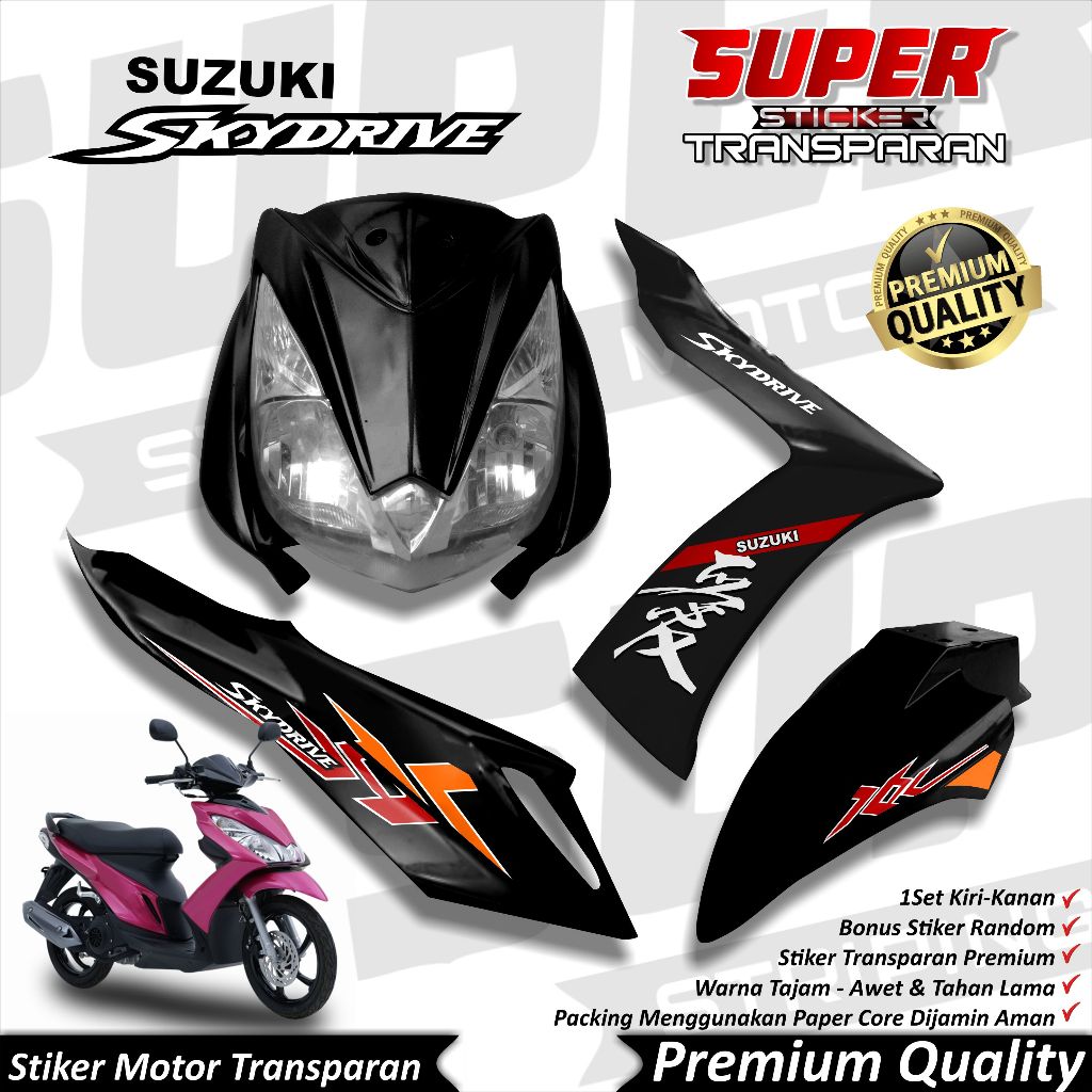 Stiker Transparan Skydrive Anti Luntur keren Striping Skidrive Striping Suzuki Skydrive KANJI