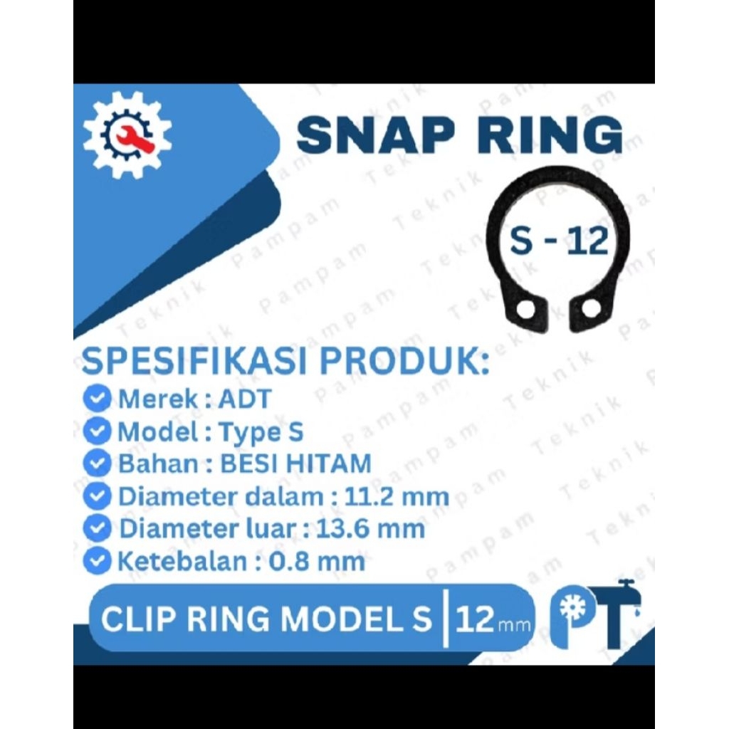 Snap ring pompa air Shimizu as 12 mm/ type S 12