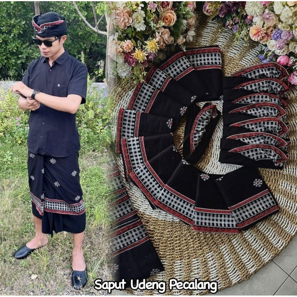 Set bali udeng Saput pecalang kotak poleng
