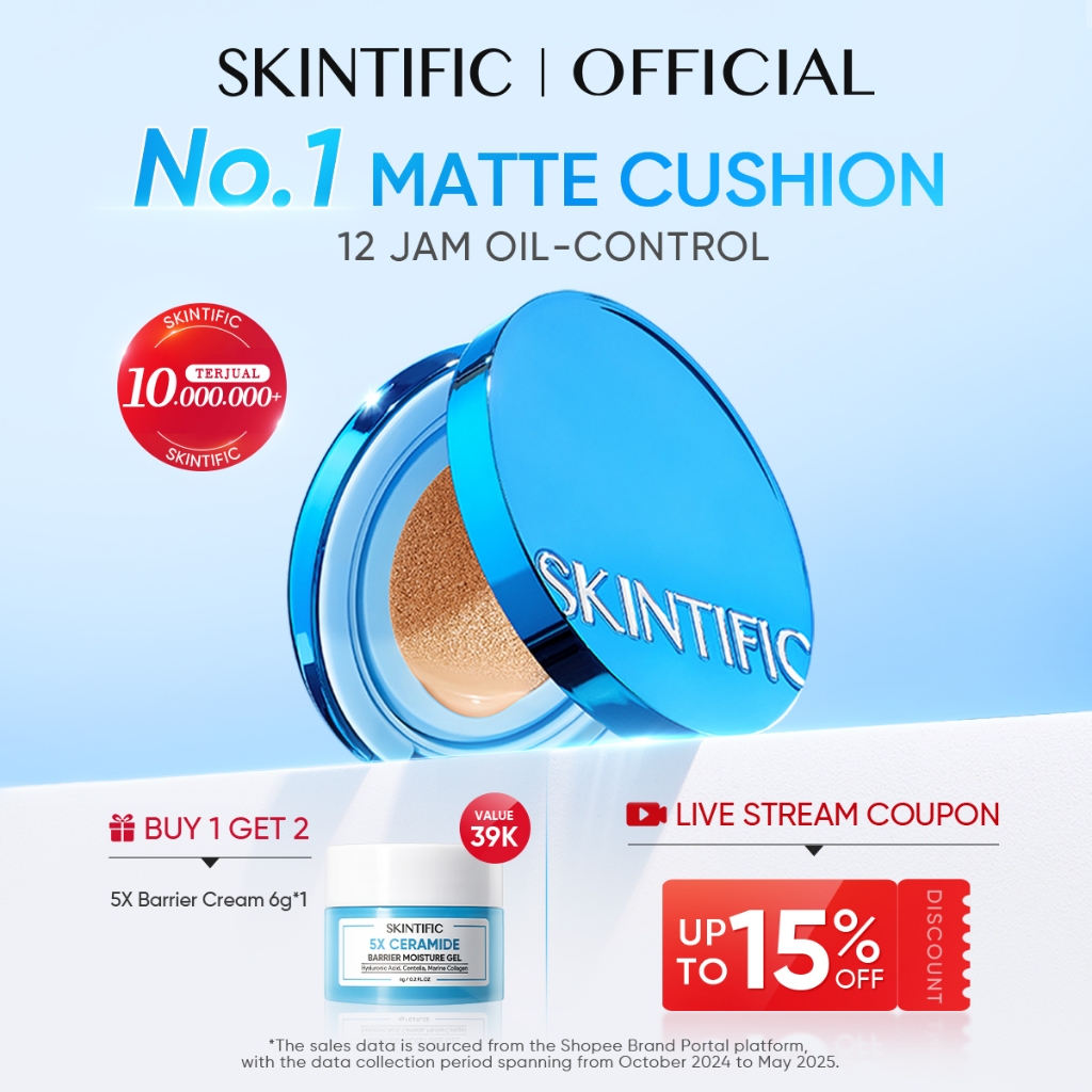 SKINTIFIC - Perfect Stay Velvet Matte Cushion| MINI SIZE Travel Friendly Matte Finish Cocok untuk Ku