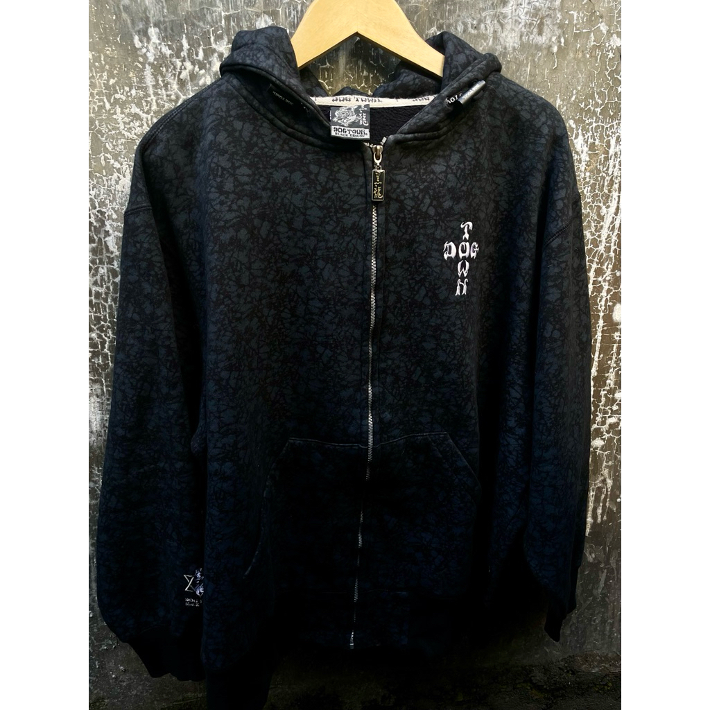 Dogtown Black Dragon All-Over Print Embroidered Logo Hoodie