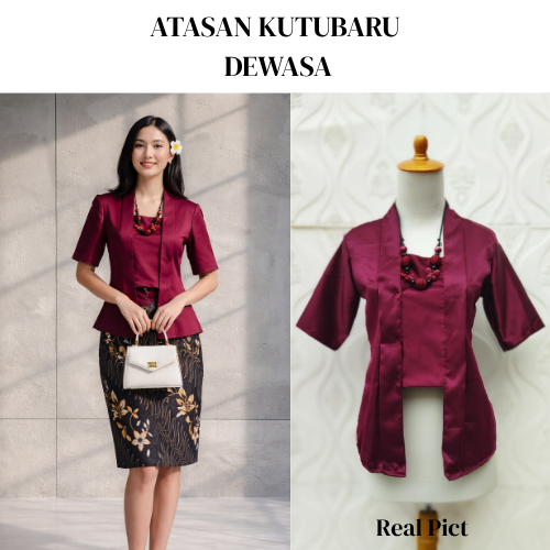 TERBARU Atasan Kebaya Kutubaru Wanita Kebaya Diajeng Kebaya Kutubaru Satin Polos Lengan Pendek Kebay