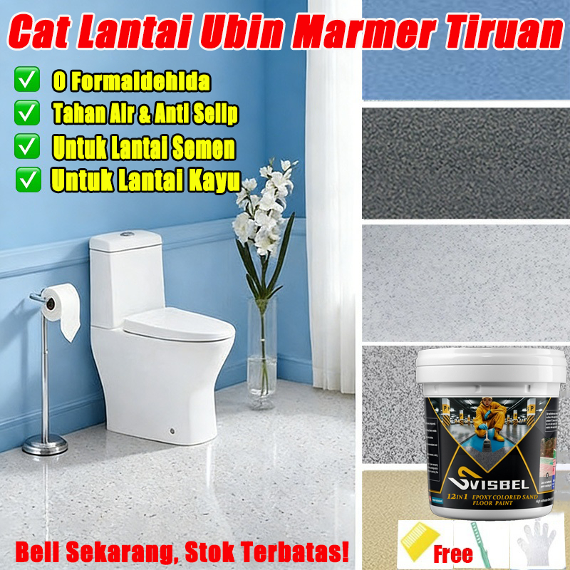 Cat Lantai Ubin Marmer Tiruan Visibel 12in1 Epoxy, Anti Air, Untuk Semen Kayu