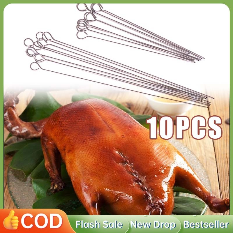 Isi10/1set Tusuk Sate Stainles Tusuk Sate Besi Tusukan Ayam Tusuk Sate Stanles 15cm/20cm