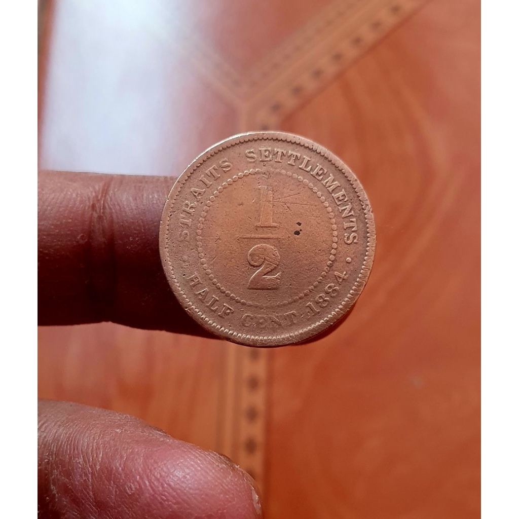 koin 1/2 cent tahun 1884 victoria queen straits settlements rare langka