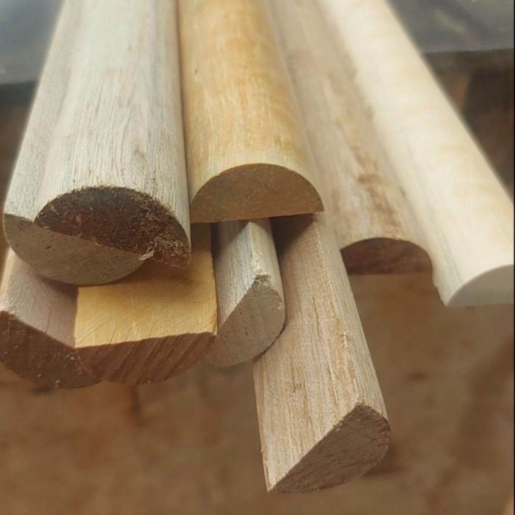 dowel kayu setengah lingkaran