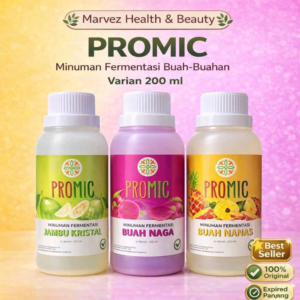 Promic Probiotic Microbs  Minuman Permentasi Alami Biang Starter Nanas Jambu Kristal Naga 200ml