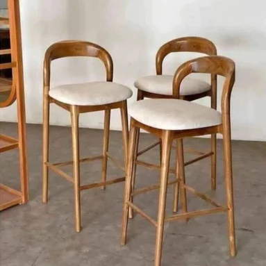 Kursi bar kursi cafe bar kayu jati / kursi bar dapur minimalis kayu kursi bar jok kayu