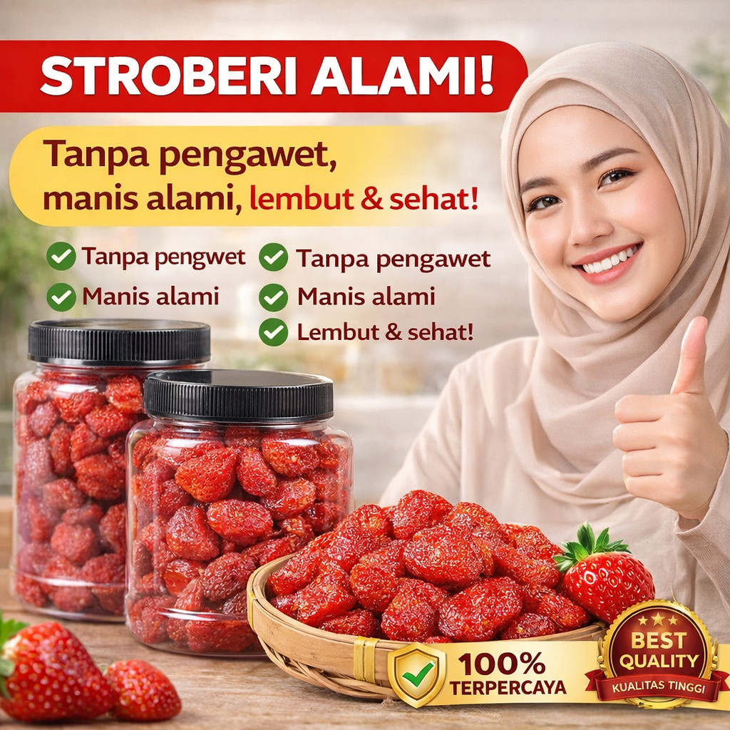 Buah Kering Strawberry Halal | Stroberi Kering | Buah Kering | Buah Kering Stroberi  | Mangga Kering