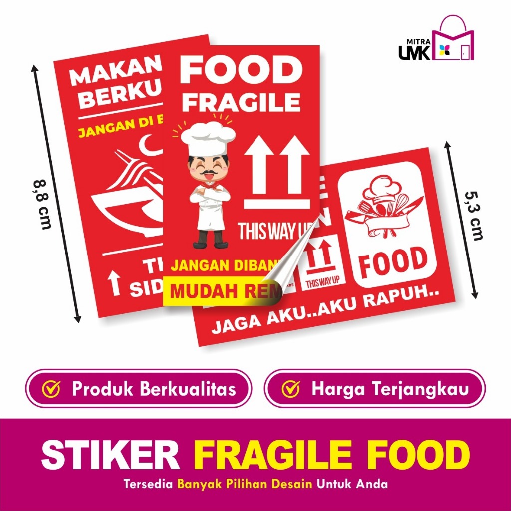 Stiker Fragile Makanan Label Pengiriman Makanan Stiker Food Delivery