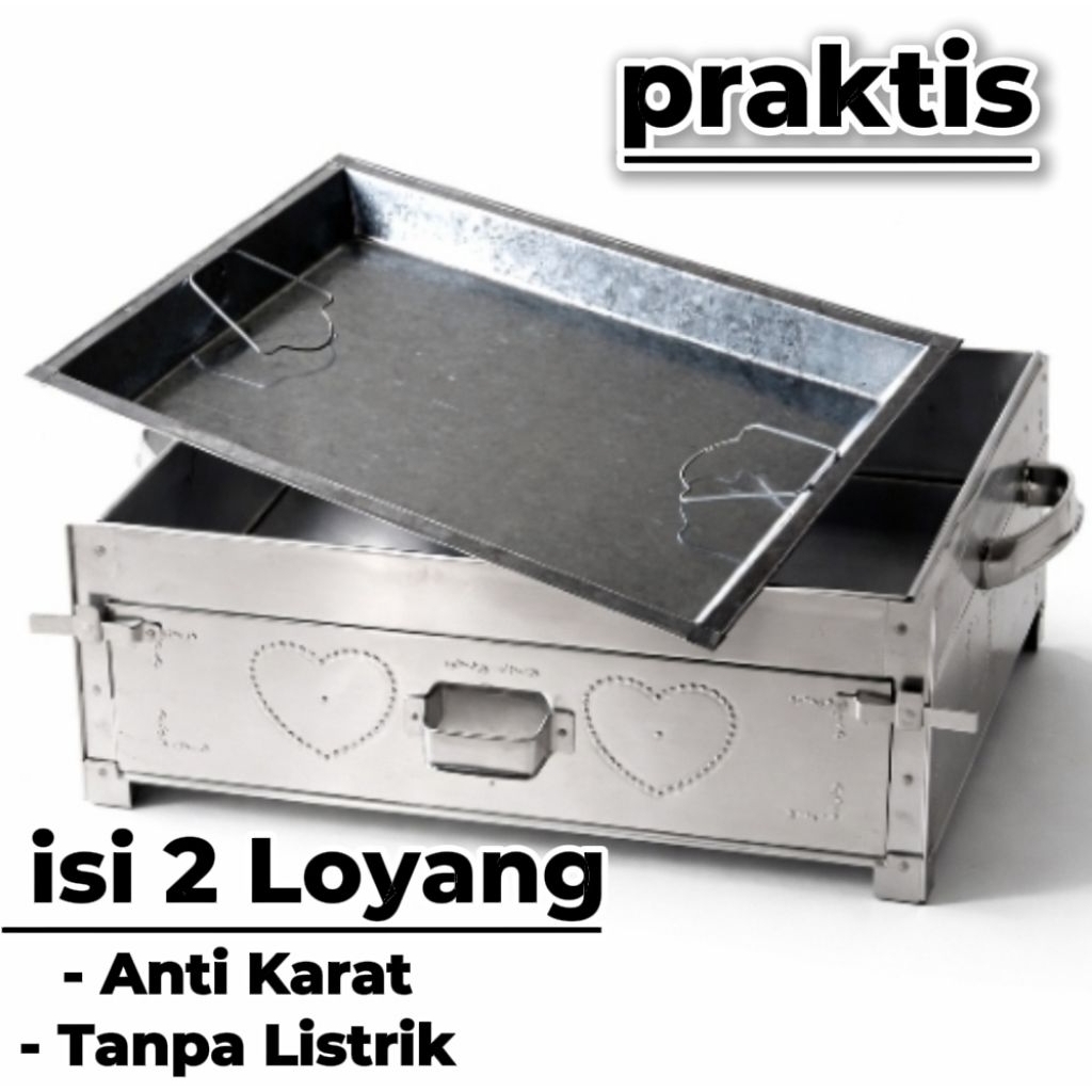 Perendangan/Oven Arang 2 Loyang Aluminium 0.8mm Anti Karat (35x50cm) – Khusus Kue Basah, Tebal & Tah