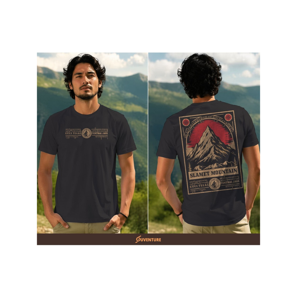 Kaos Gunung Slamet Pria Distro Vintage Premium | Kaos Pendaki Outdoor Cotton Combed 24s Guci Tegal