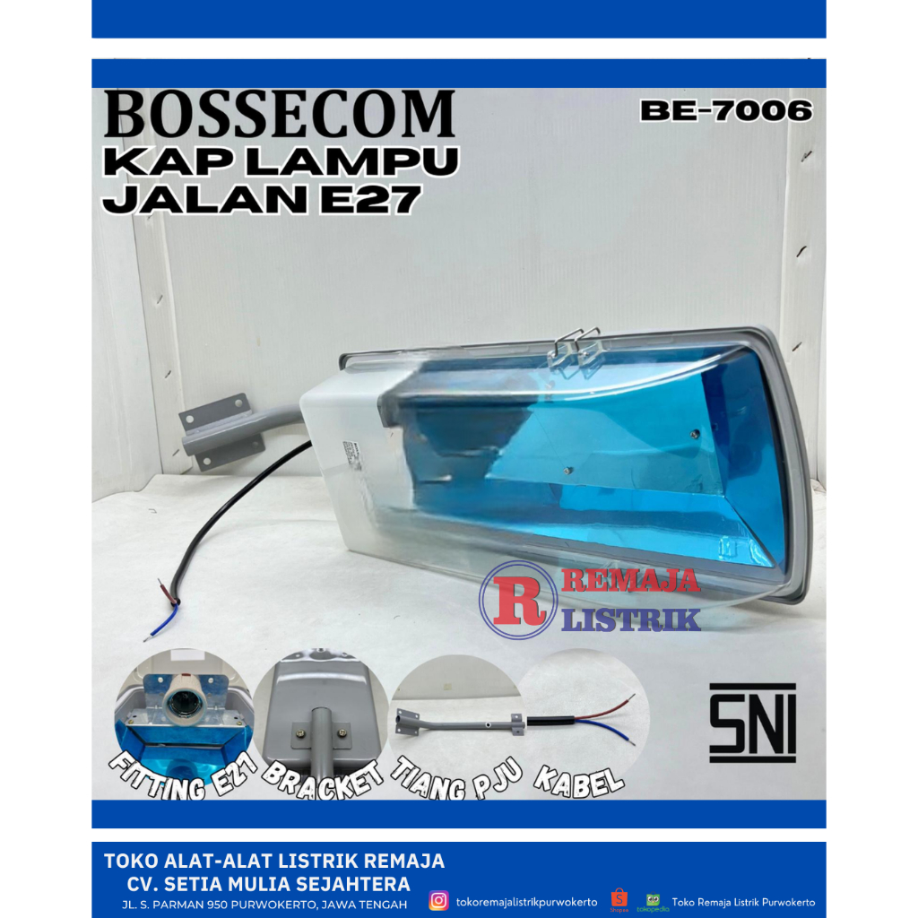 Kap Lampu Jalan PJU Waterproff E27 + Stang Bossecom