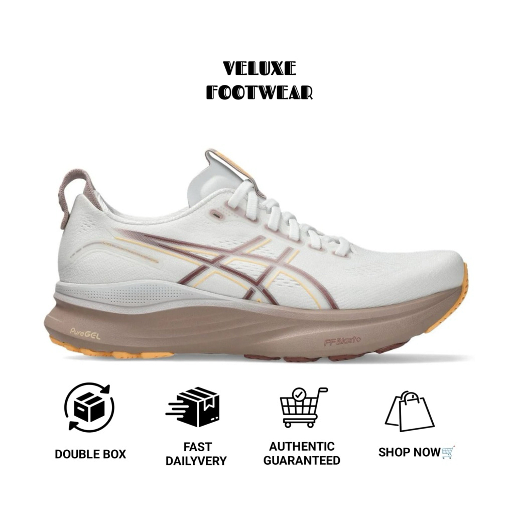 Sepatu Lari Wanita Asics Gel kayano 32 White Taupe Orange