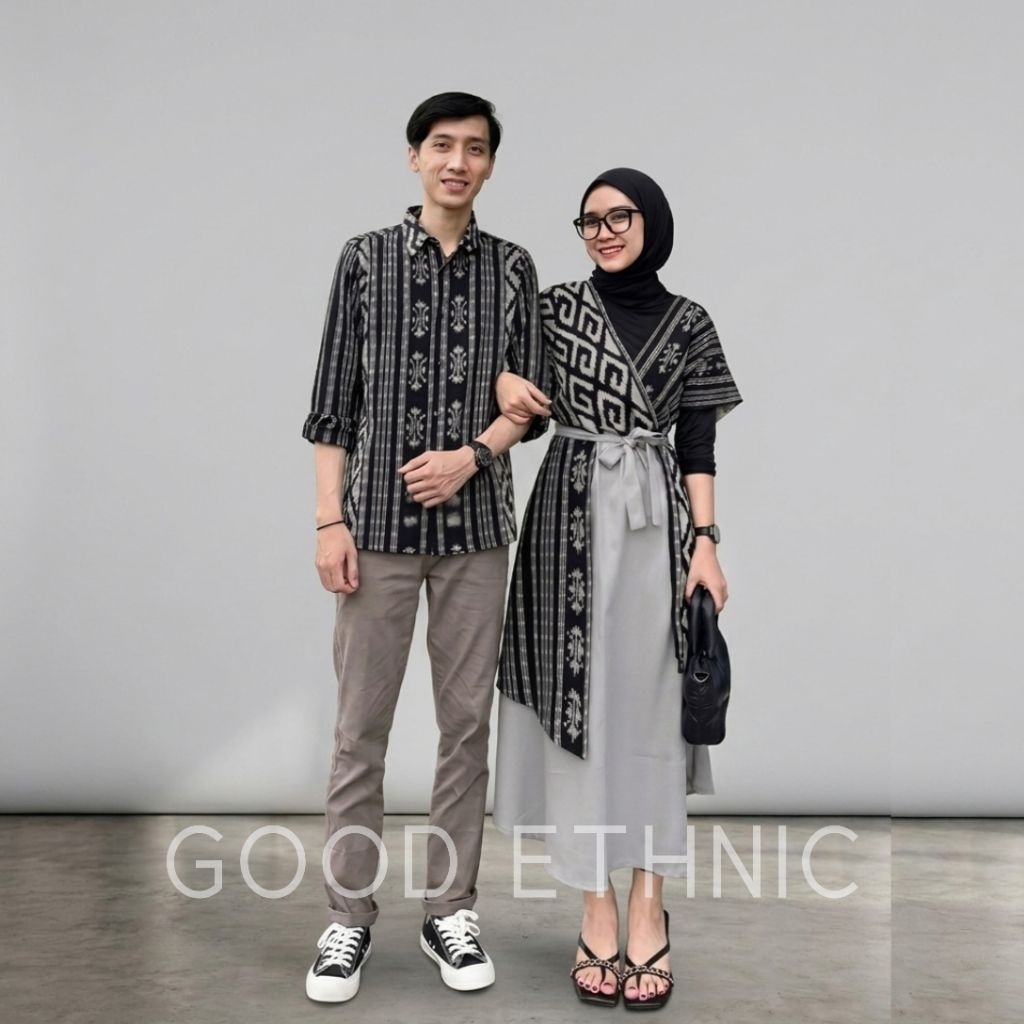 Baju Tenun Couple Dress Naomi Black, Couple Tenun Dress Andin, Naomi Couple Kondangan Good Ethnic
