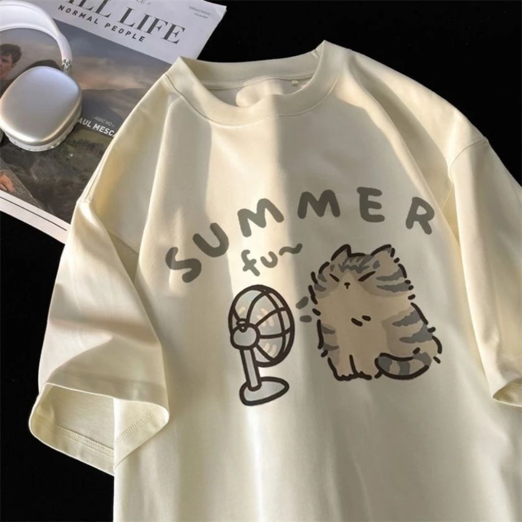 Jaketin Aja - Kaos BIG SIZE ( M - XXXXXXL 6XL ) JUMBO T shirts SUMMER CUTE CAT MEAW Atasan Wanita Pr