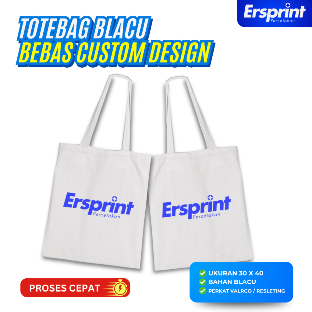 Totebag Blacu Custom Premium - Tas Souvenir Seminar / Goodie Bag Wisuda / Tas Belanja Estetik